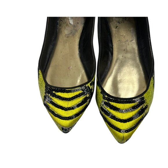 Embroidered Size 6.5 Snake Ballet Casual Flats Green & Black - Picture 9 of 14